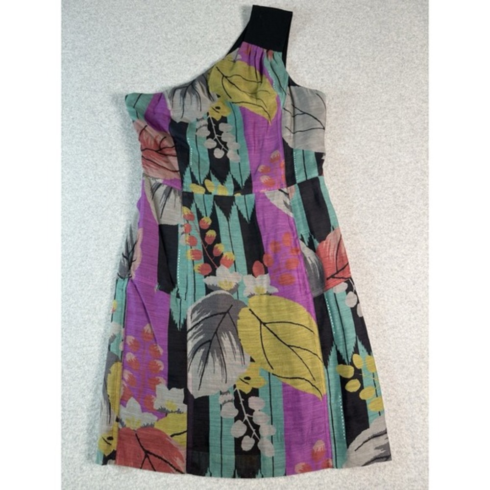 Sari Gueron‎ Silk Blend Dress Womens 4 Abstract Floral Cocktail Sheath Art - Picture 5 of 12